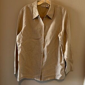 Cherokee Beige Casual Button-Down Shirt